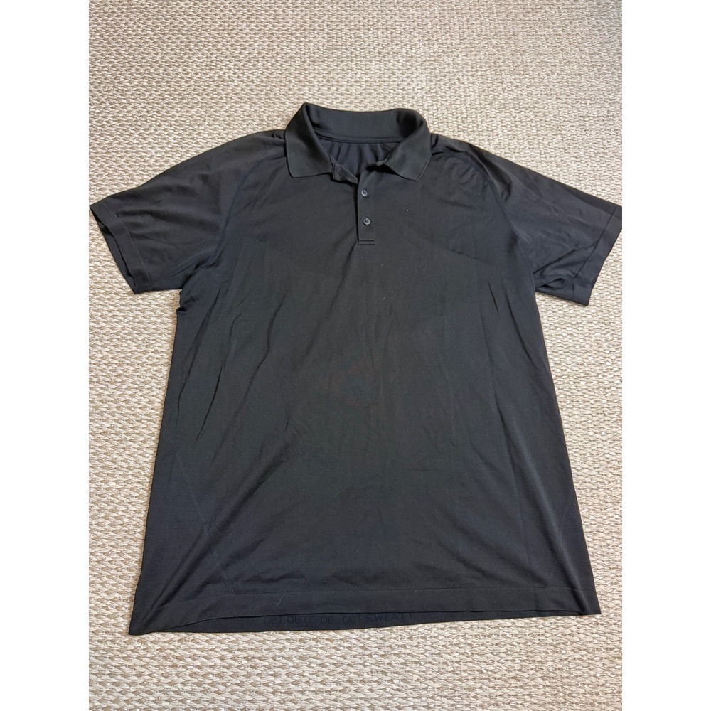 Lululemon Mens Metal Vent Tech Polo Shirt Black Short Sleeve Activewear Size XL